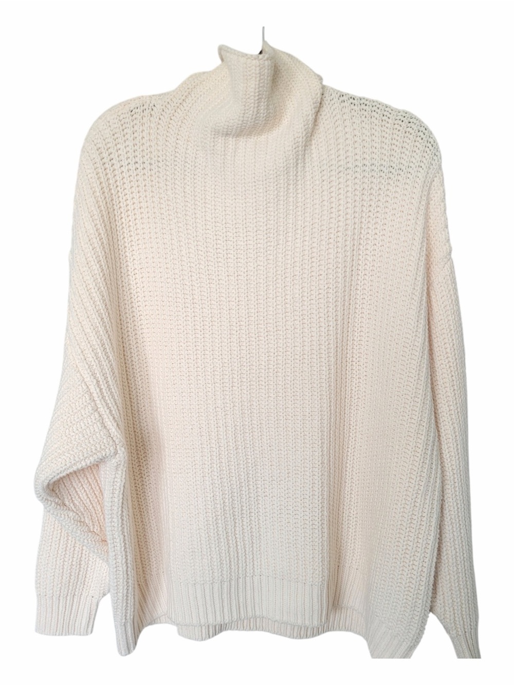 ✅ Free People Cream Oversized Turtleneck Sweater cotton blend size S